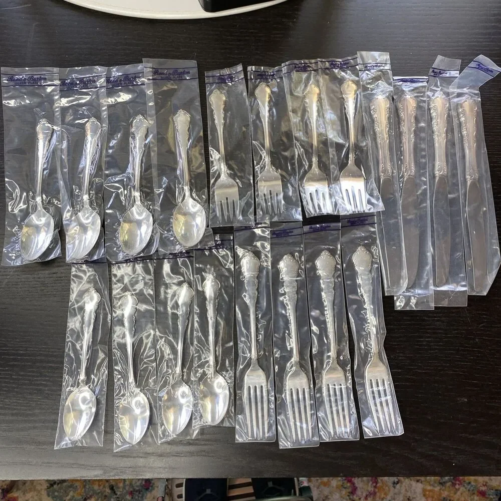Reed Barton Dresden Rose Silverware 4 Place Settings Of 5 Pcs Silverplated (20)